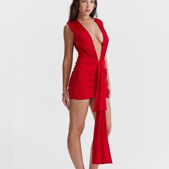 $239 NWT House of CB London size L + ALIZA Gathered Mini Dress US 10 12 CURRENT - Picture 1 of 10